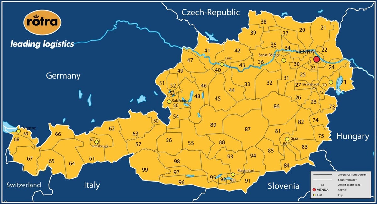 kort over østrig postnummer 