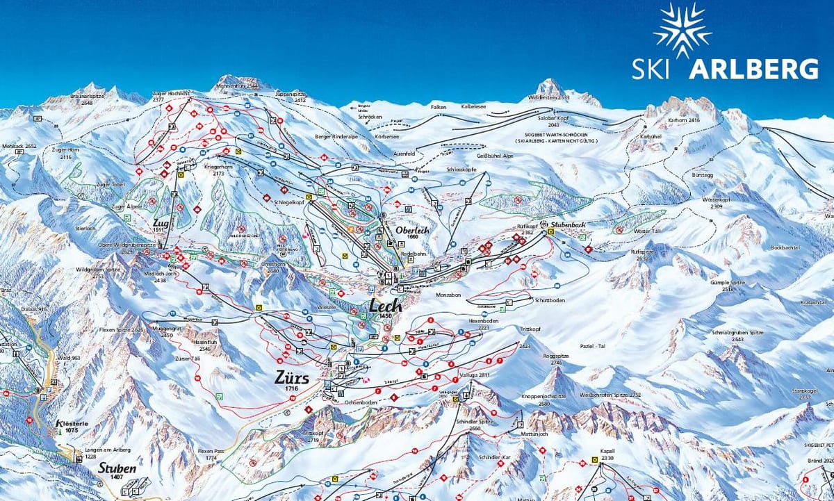 kort over arlberg, østrig