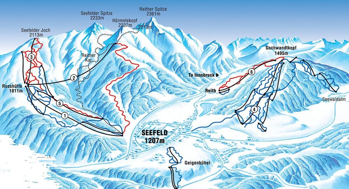 kort over seefeld, østrig