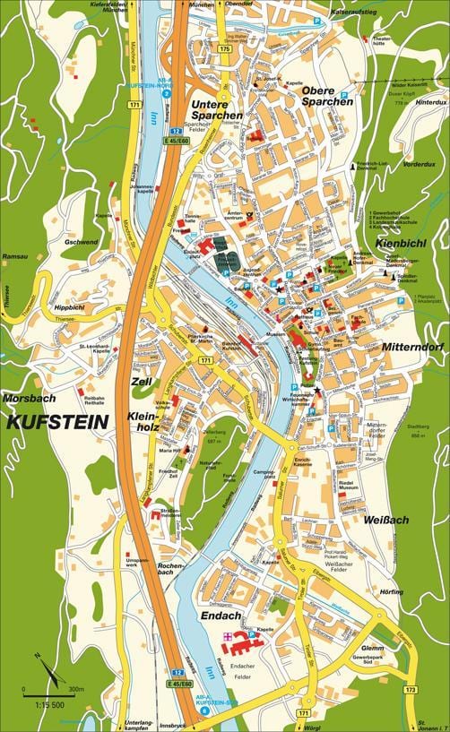 kort over kufstein, østrig