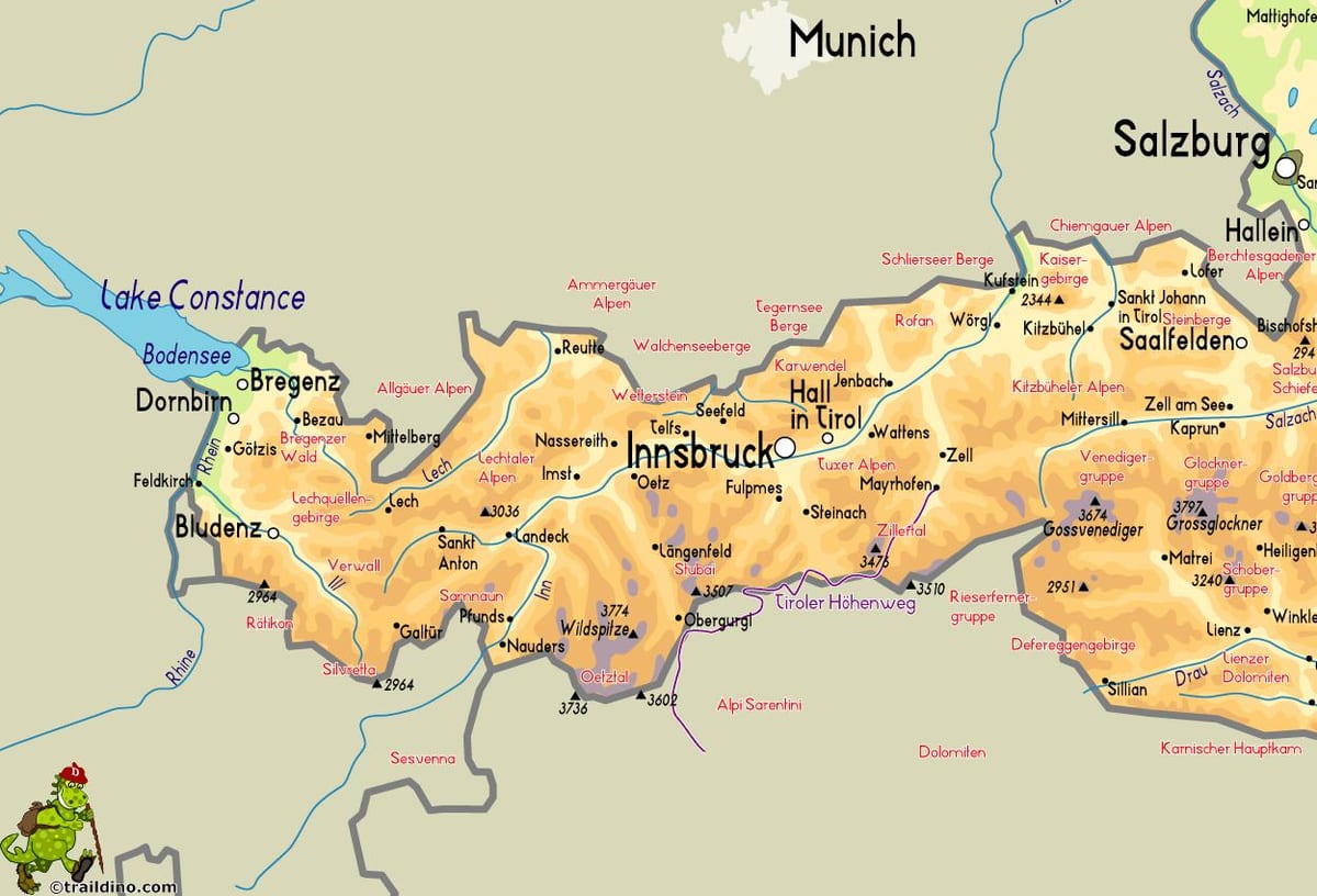 kort over mayrhofen østrig