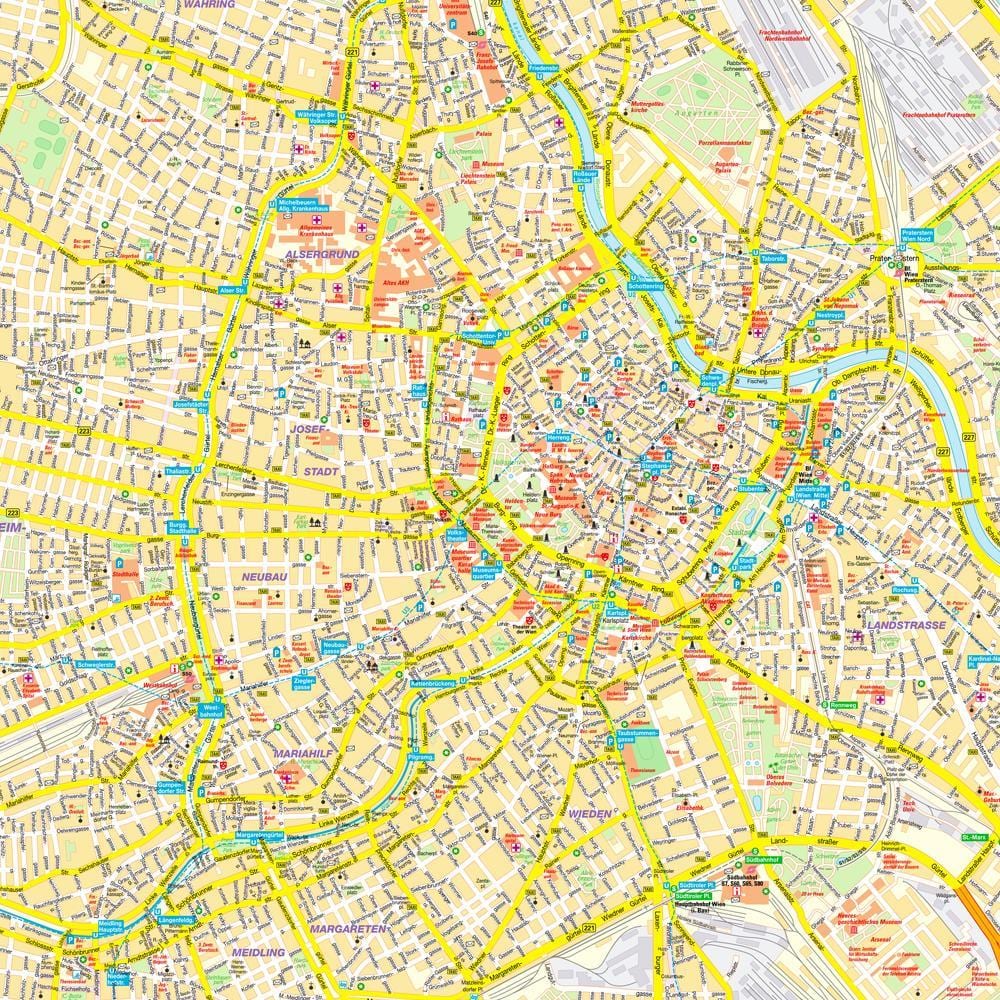 city street kort over wien, østrig