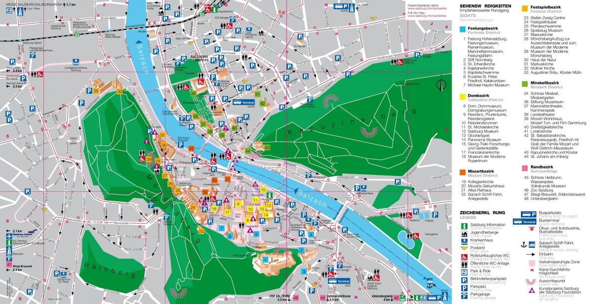 kort over turist kort over salzburg østrig