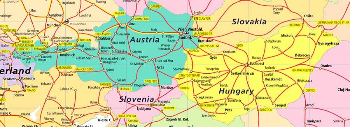 østrig jernbane kort