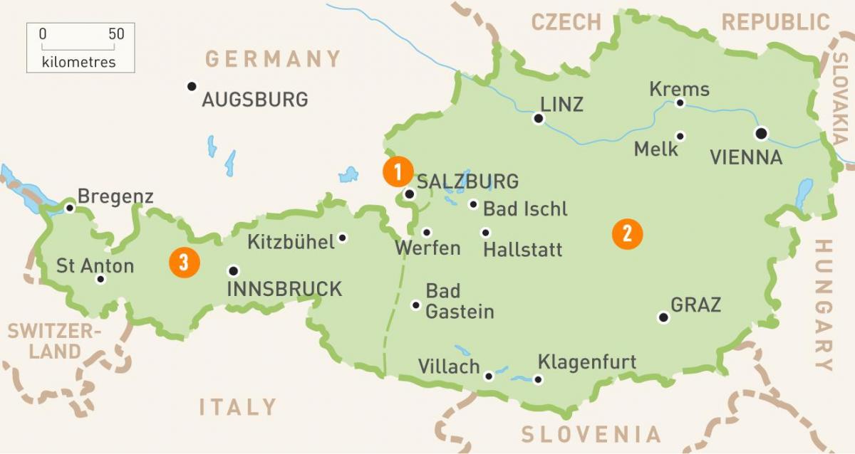 et kort over østrig
