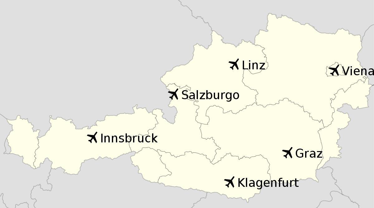 lufthavne i østrig kort