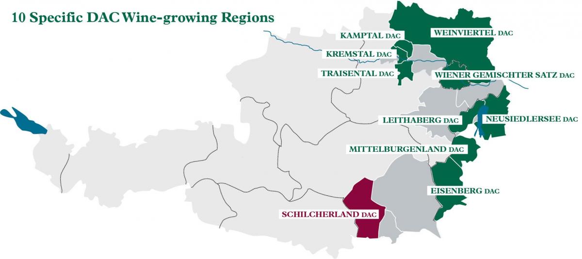 østrigsk vin-regioner kort