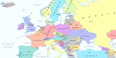 Kort over europa, som viser, østrig