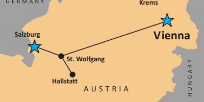 Kort af hallstatt i østrig 