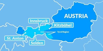 Kort af kort over tyrol, østrig
