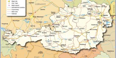 Kort over østrig med byer