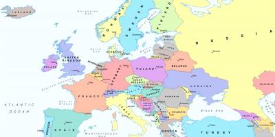 Kort over europa, som viser, østrig